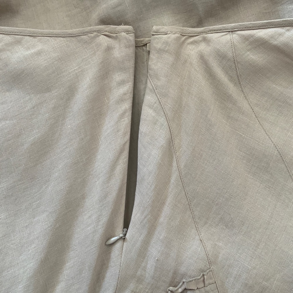 Isabella Bird Tan Panel Tan Beige Linen Lagenlook A-Line Skirt Size 12 - Picture 12 of 14